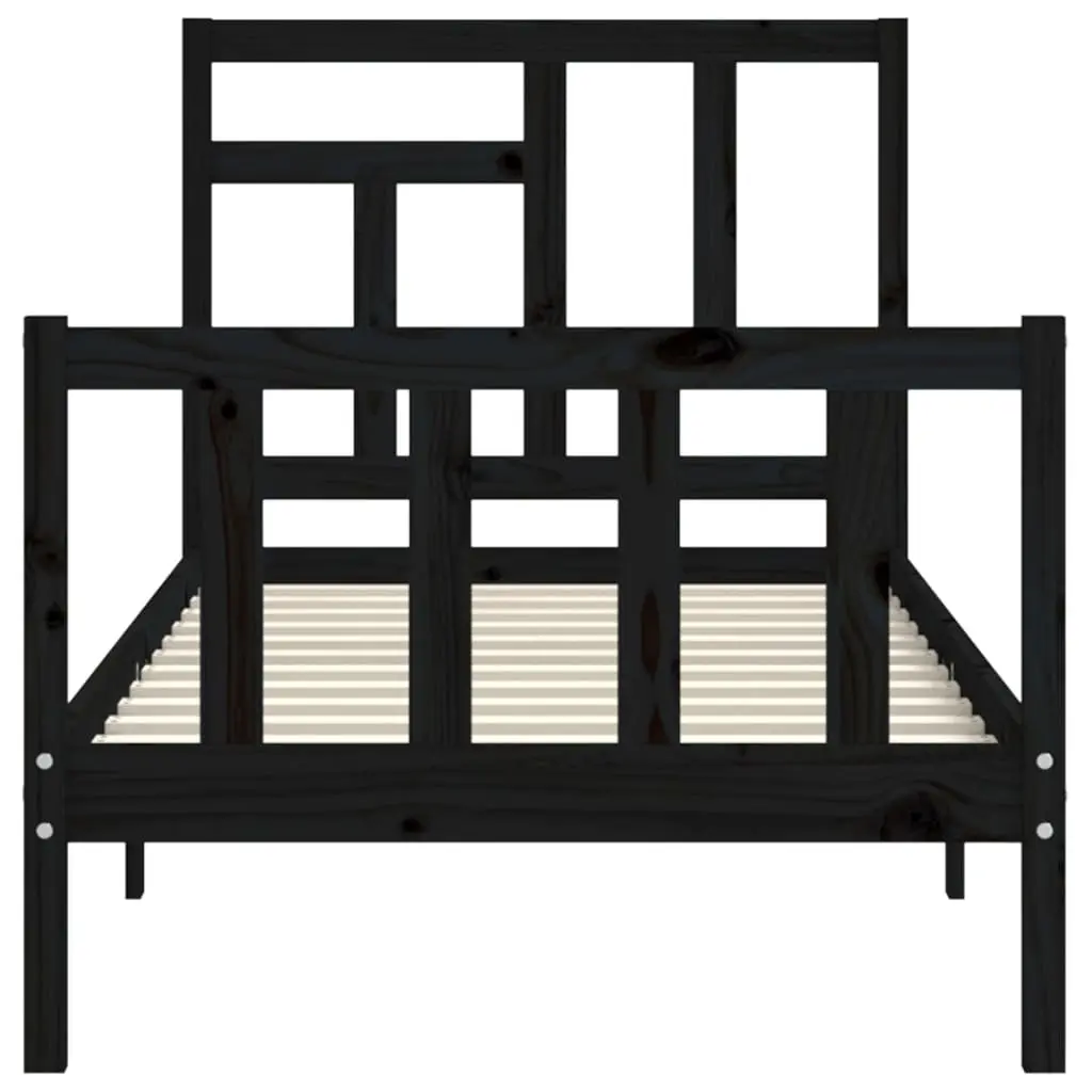 Black Pine Bed Frame 90x190 cm for Comfort