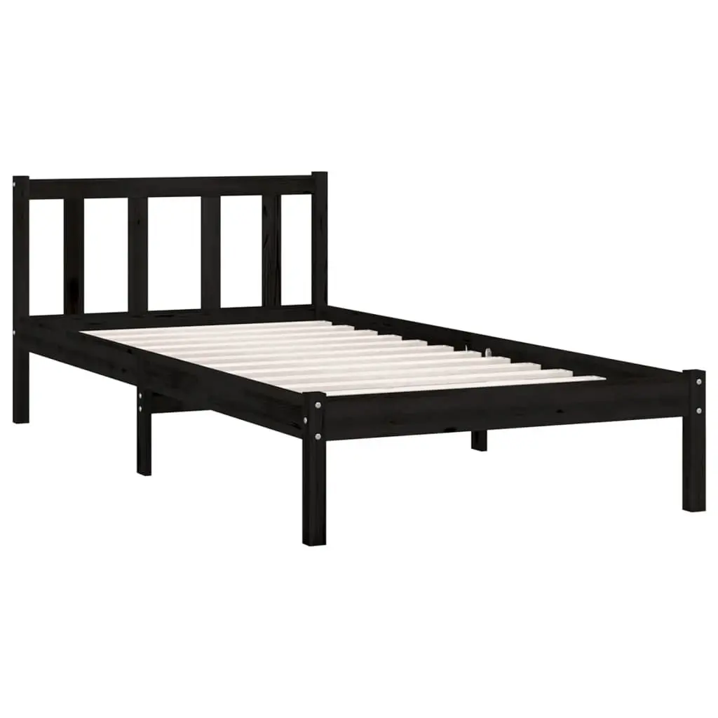 Black Pine Bed Frame 90x190 cm for Comfort