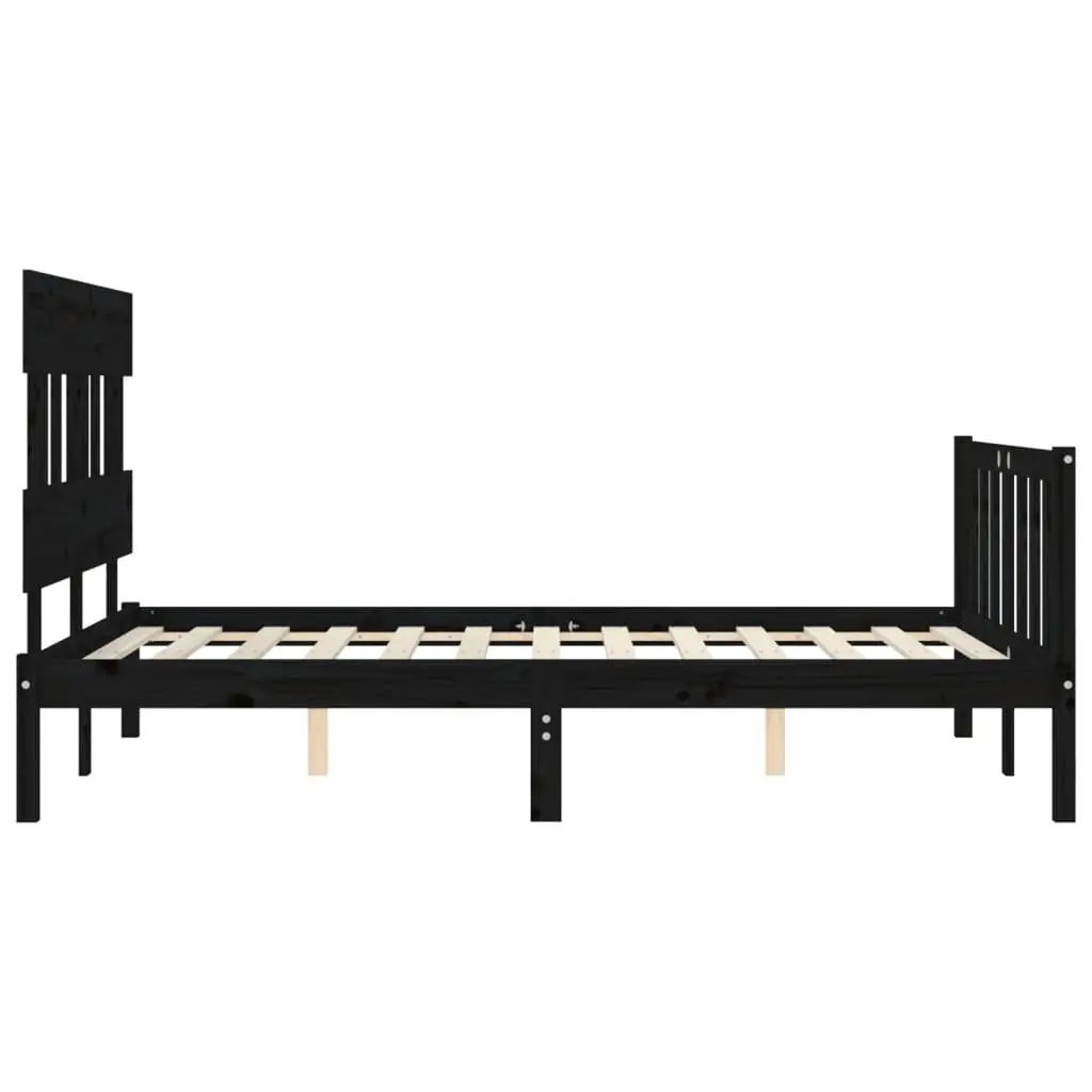 Solid Pine Bed Frame 135x190 cm in Black