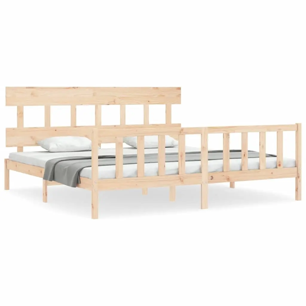 Solid Pine Wood King Bed Frame 183x203 cm with Slats