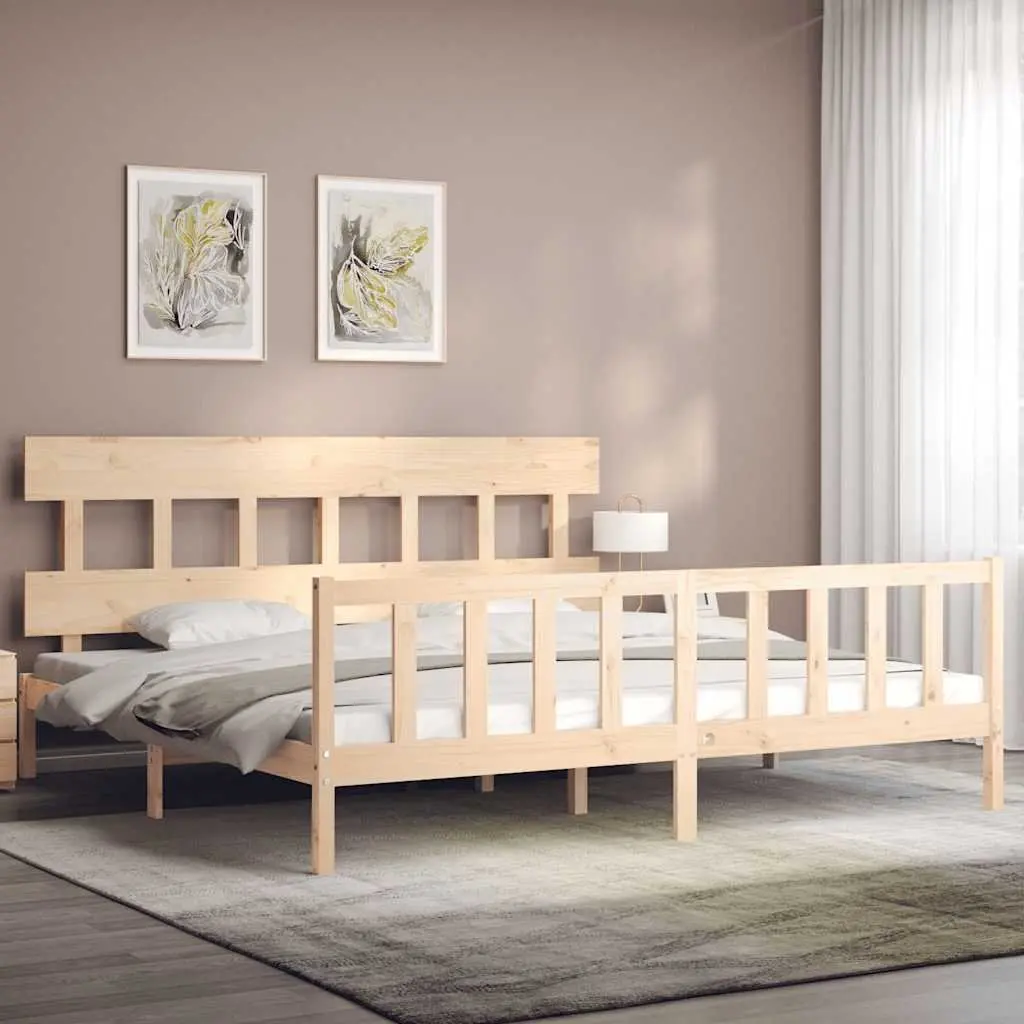Solid Pine Wood King Bed Frame 183x203 cm with Slats