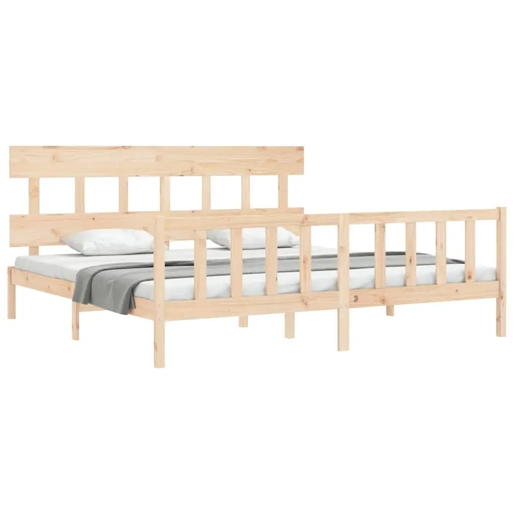 Solid Pine Wood King Bed Frame 183x203 cm with Slats
