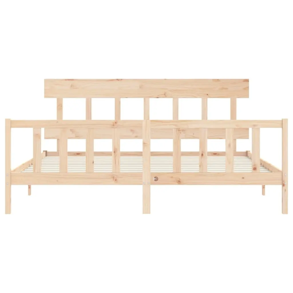 Solid Pine Wood King Bed Frame 183x203 cm with Slats