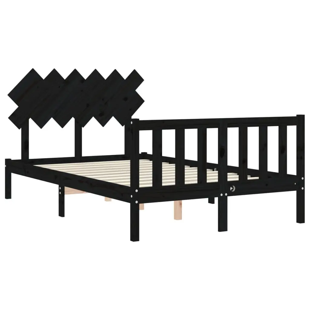 Black Solid Wood Bed Frame 135x190 cm