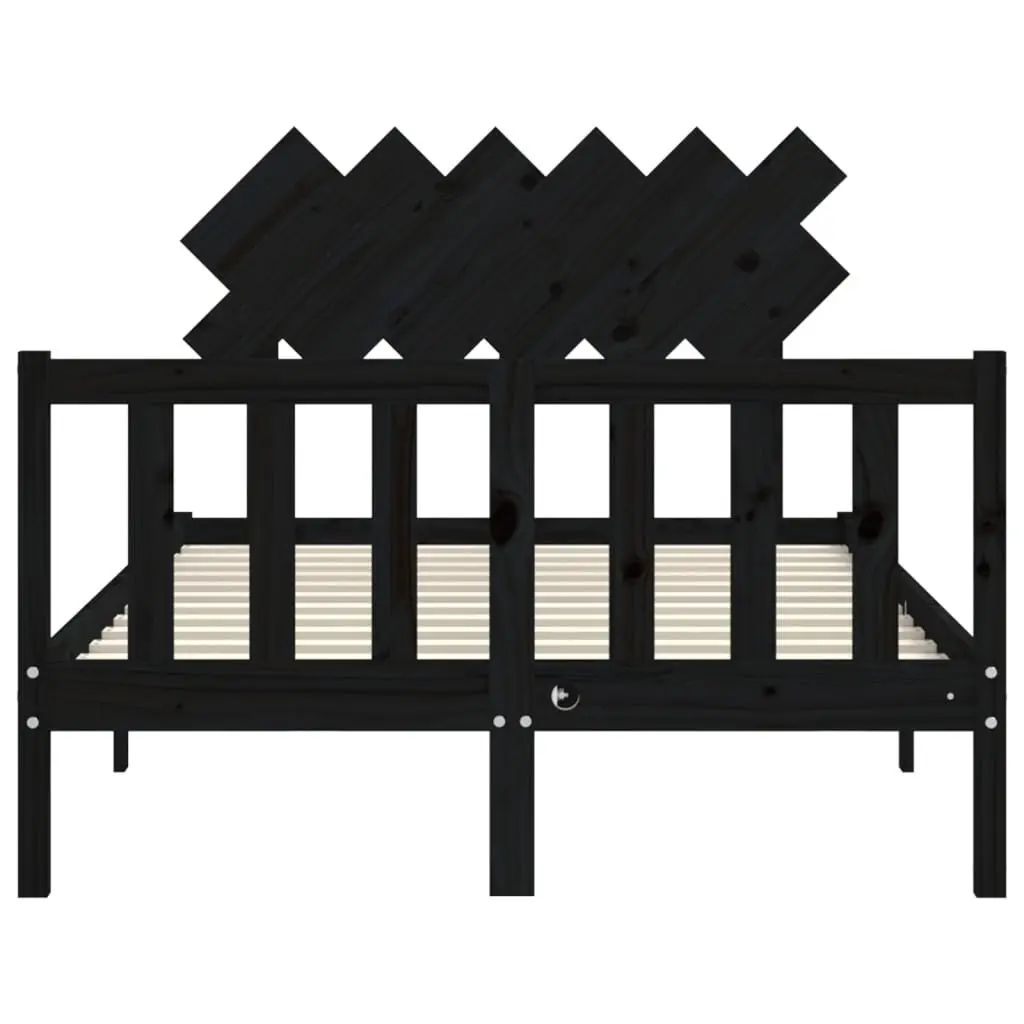 Black Solid Wood Bed Frame 135x190 cm