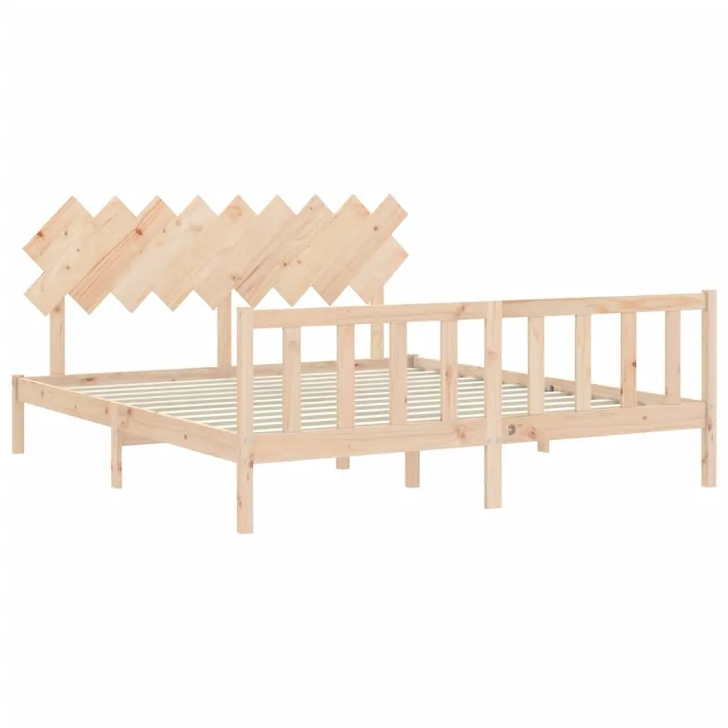Bed Frame Solid Pine Wood 183x203 cm Brown