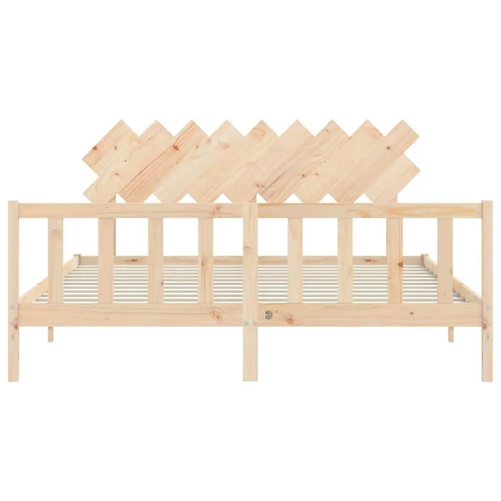 Bed Frame Solid Pine Wood 183x203 cm Brown