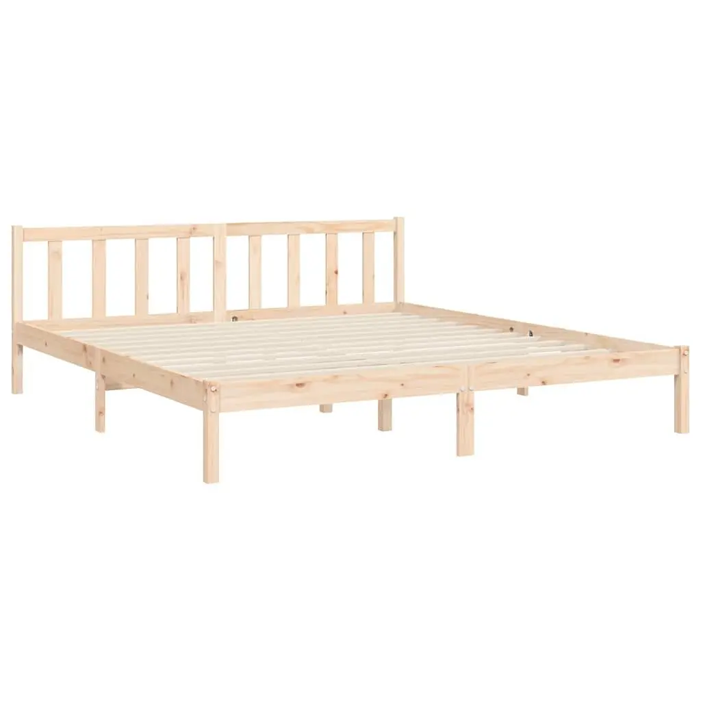 Bed Frame Solid Pine Wood 183x203 cm Brown