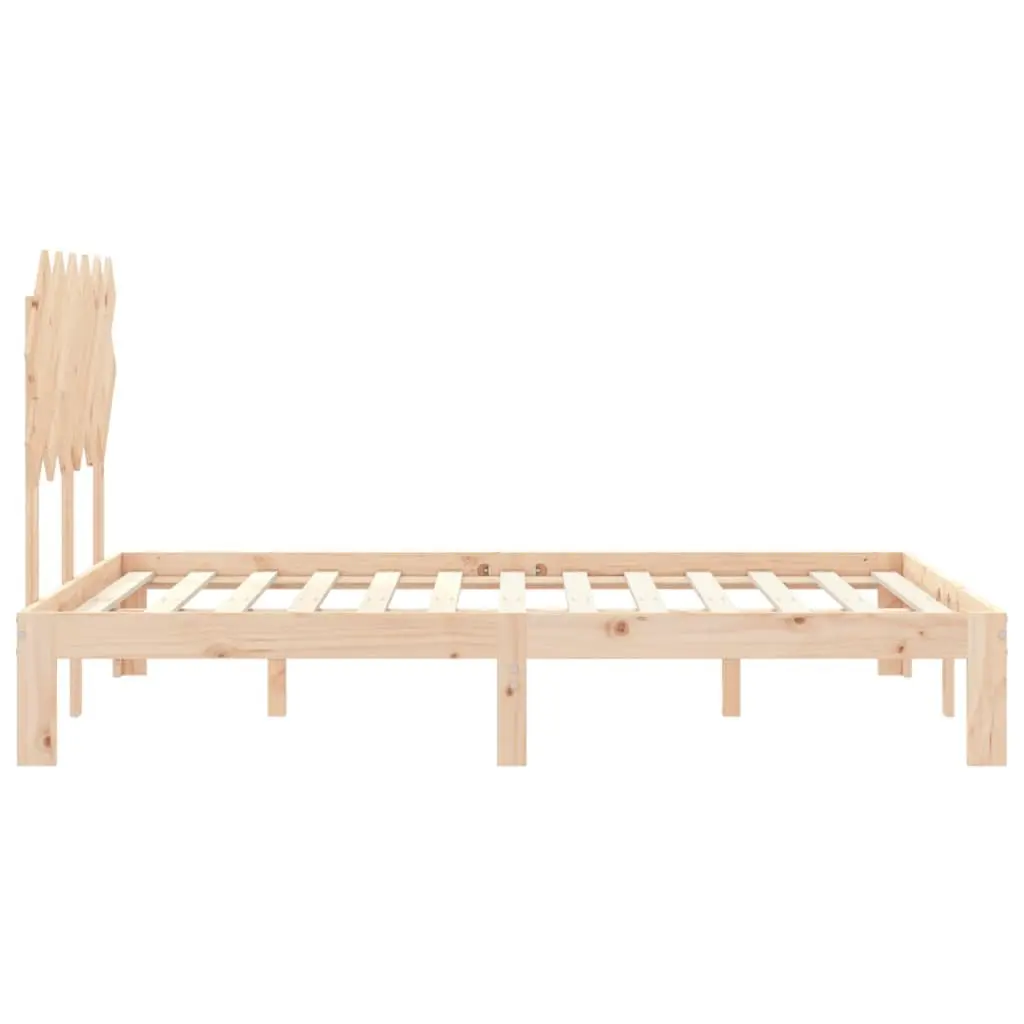 Solid Wood Bed Frame 135x190 cm with Headboard