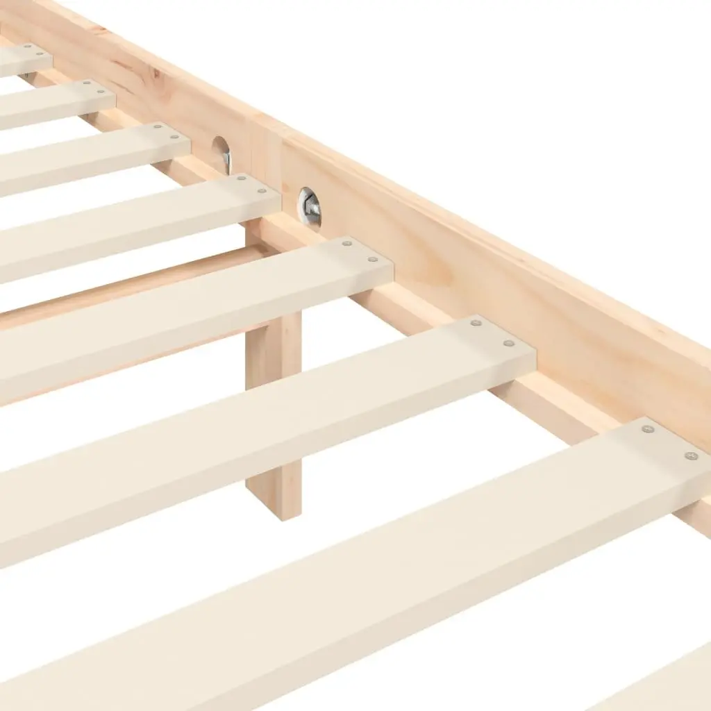 Solid Wood Bed Frame 135x190 cm with Headboard