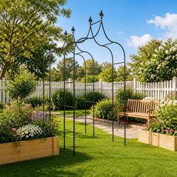 Black Steel Garden Arch Set of 2 for Climbing Plants