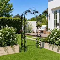 Black Steel Garden Arch 116x45x240cm Trellis for Climbing Plants