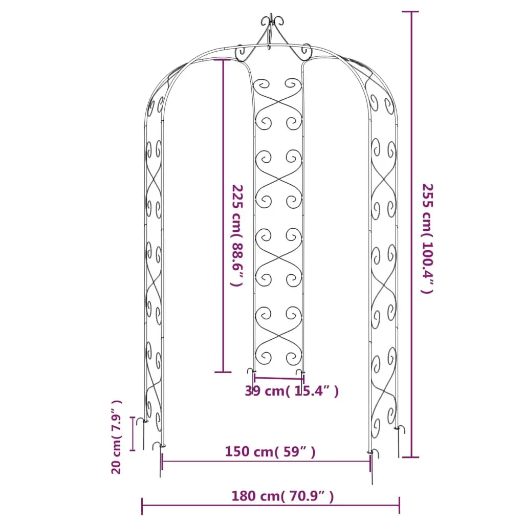 Black Steel Garden Arch for Climbing Plants