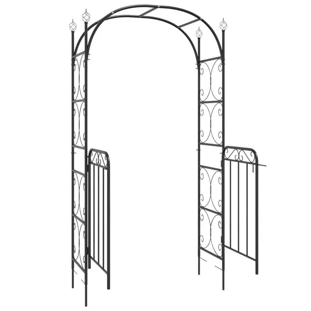 Garden Arch Black Steel 108x45x235cm