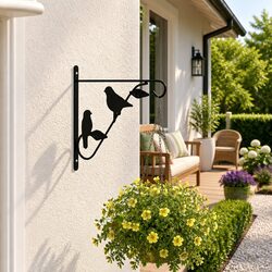 Durable Black Steel Hanging Basket Brackets - Set of 4