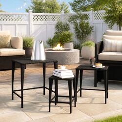 Nesting Tables Set 3 Piece Black Side End Tables Stackable Storage Coffee Table