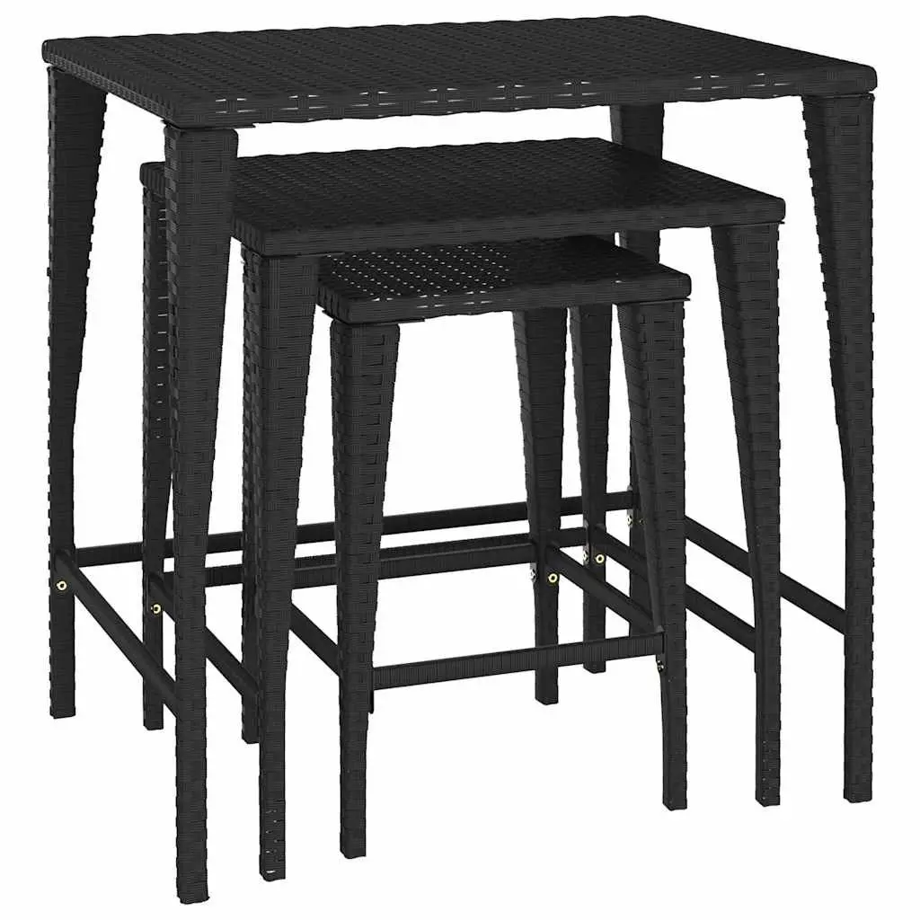 Nesting Tables Set 3 Piece Black Side End Tables Stackable Storage Coffee Table