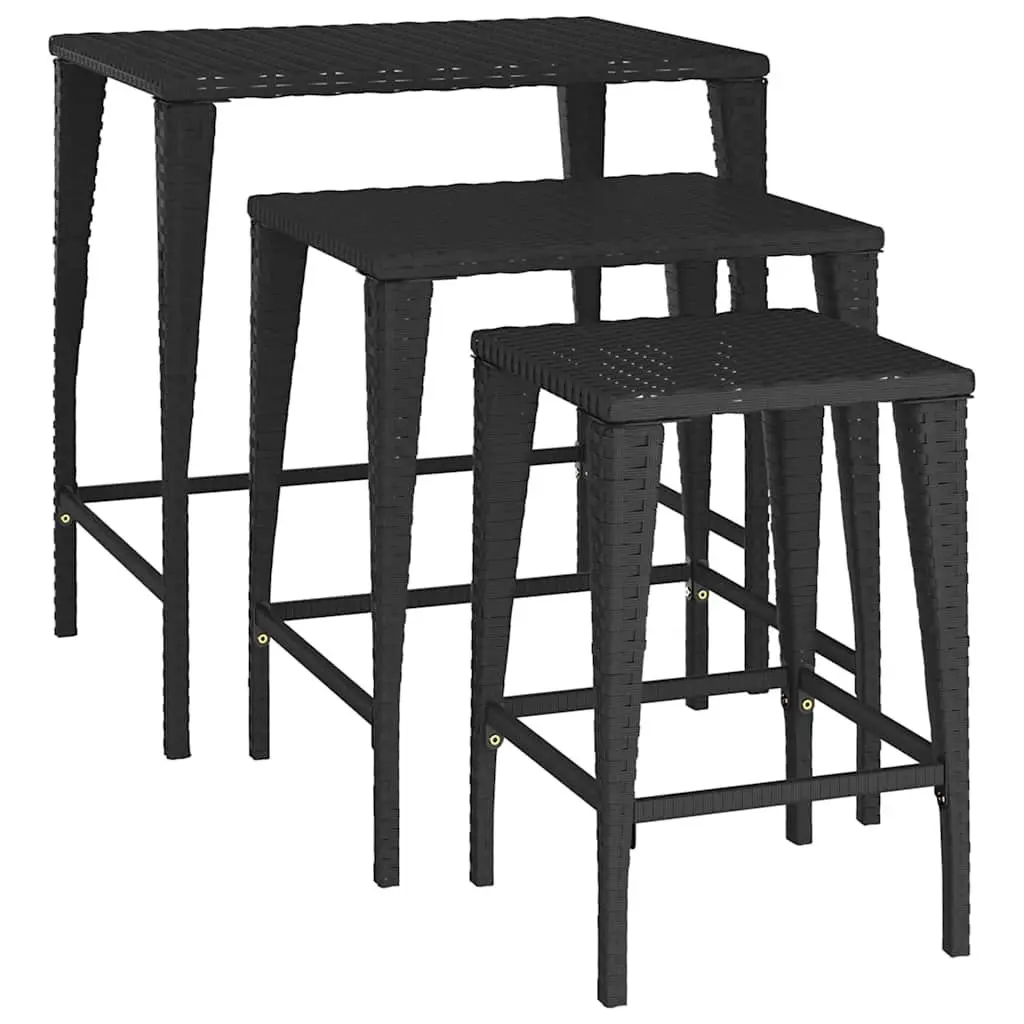 Nesting Tables Set 3 Piece Black Side End Tables Stackable Storage Coffee Table
