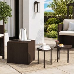 Set of 3 Brown Rattan Side Tables with Sturdy Build