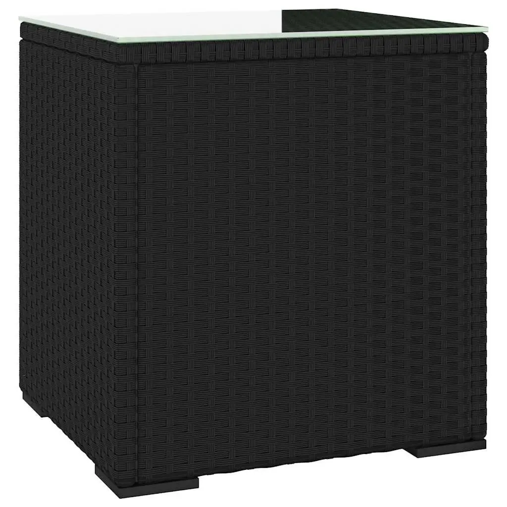 Black End Table with Durable Poly Rattan Base
