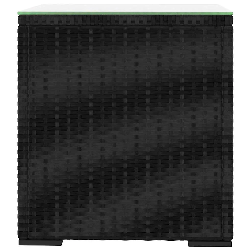 Black End Table with Durable Poly Rattan Base