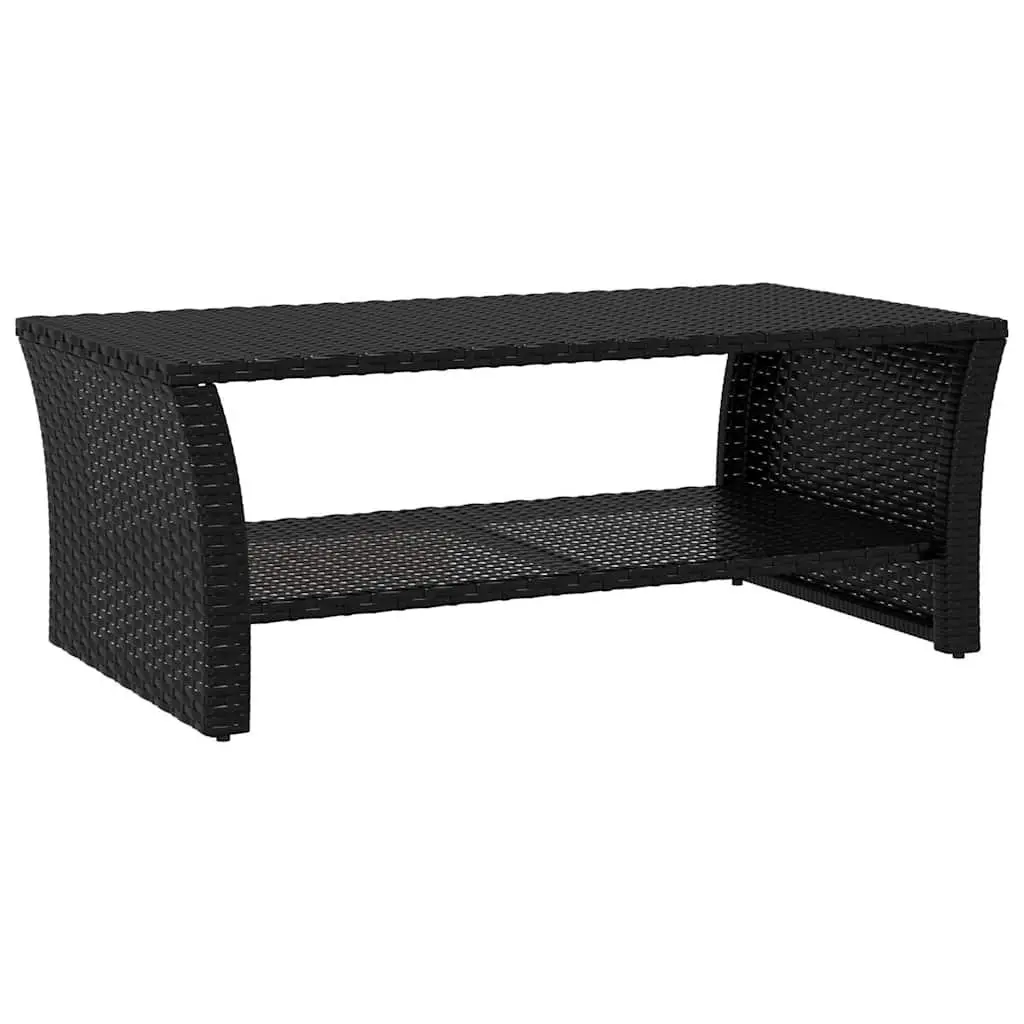 Black Coffee Table for Outdoor Spaces with Shelf