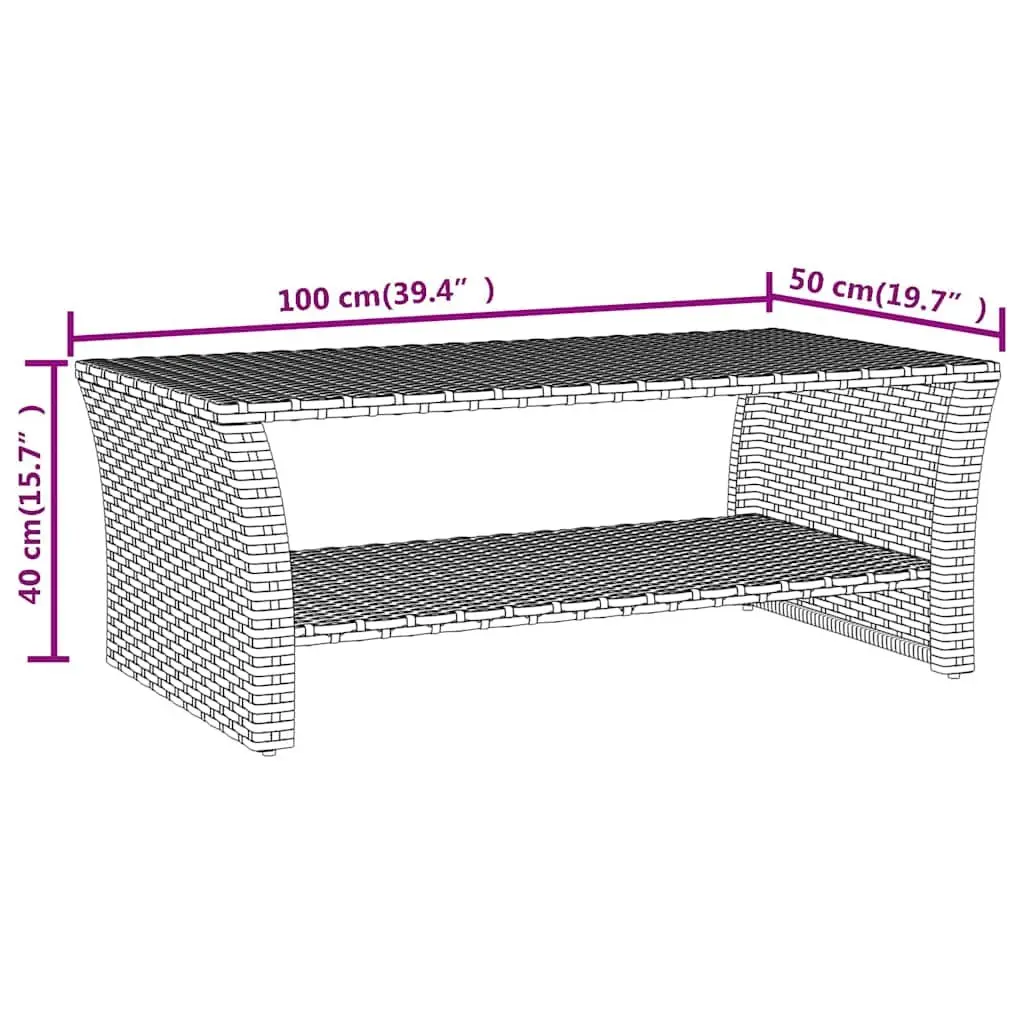 Black Coffee Table for Outdoor Spaces with Shelf