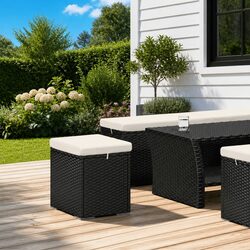 Durable Outdoor Footstool Ottoman with Removable Cushion