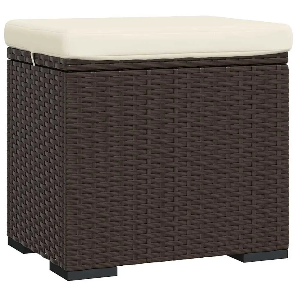 Ottomans Poly Rattan 40 x 30 x 40 cm Brown with Cushions 2 Piece