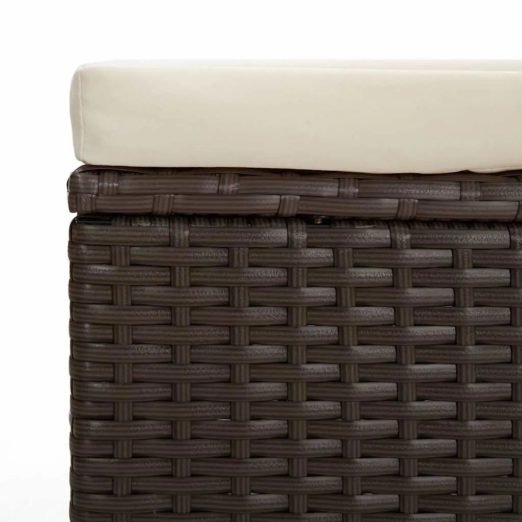 Ottomans Poly Rattan 40 x 30 x 40 cm Brown with Cushions 2 Piece