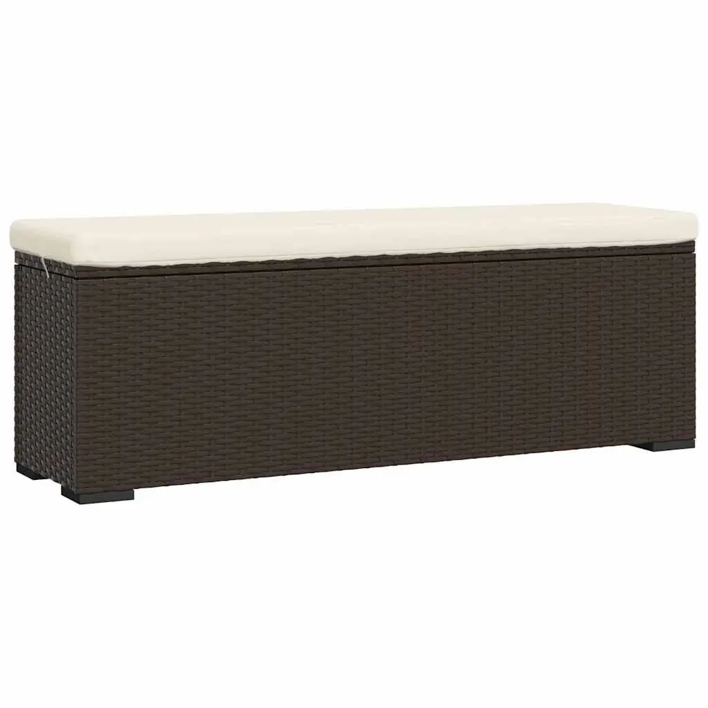 Ottoman Bench PE Rattan 110x30x40cm Brown with Cushion