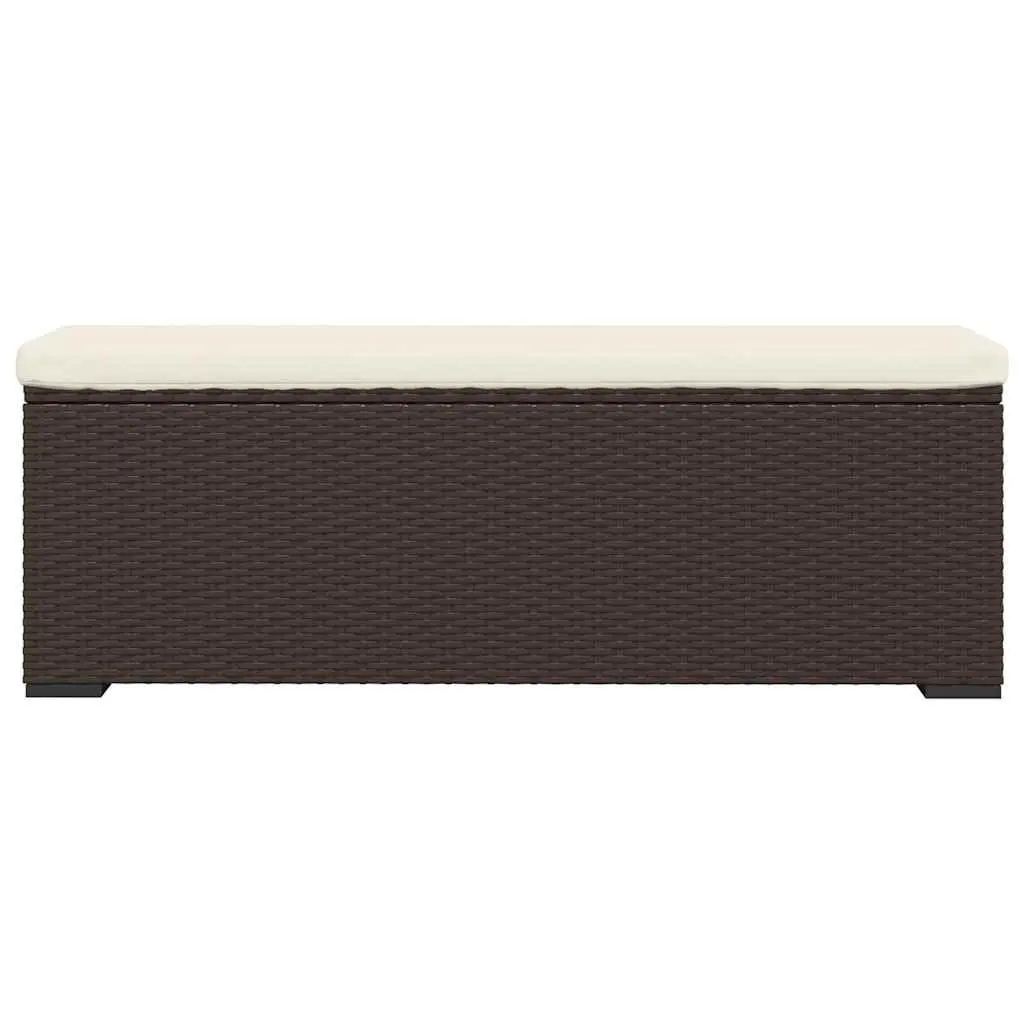Ottoman Bench PE Rattan 110x30x40cm Brown with Cushion