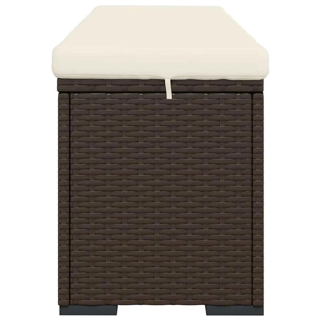 Ottoman Bench PE Rattan 110x30x40cm Brown with Cushion