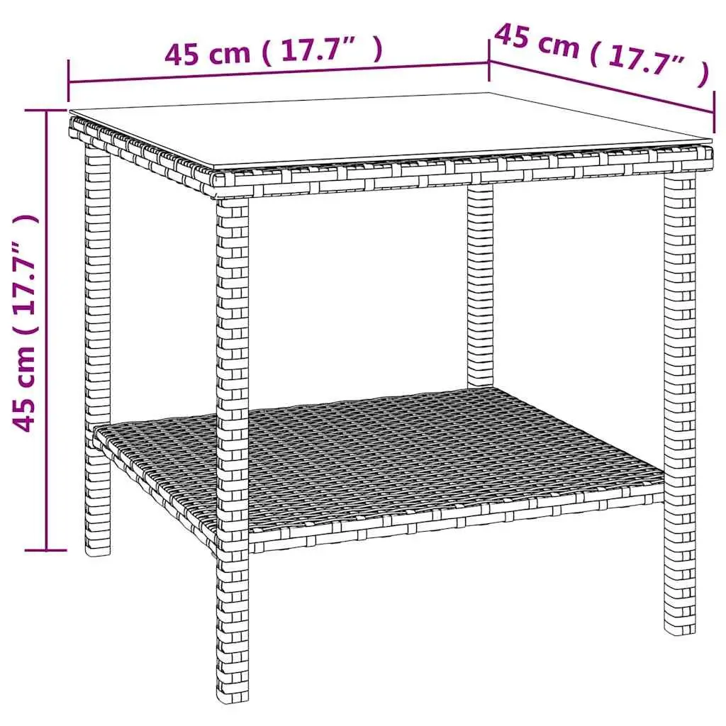Brown Side Table with Storage Shelf 45x45x45cm