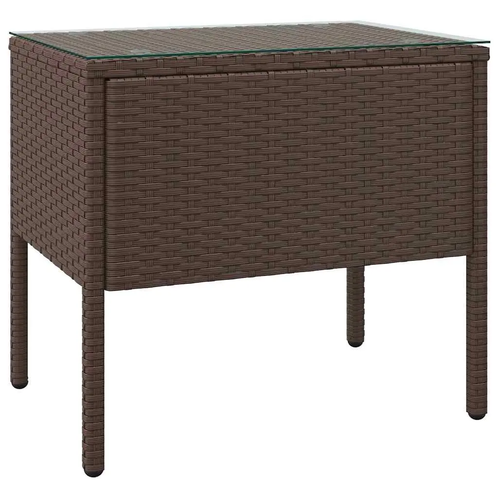 Brown Side Table with Tempered Glass Top 53x37x48 cm