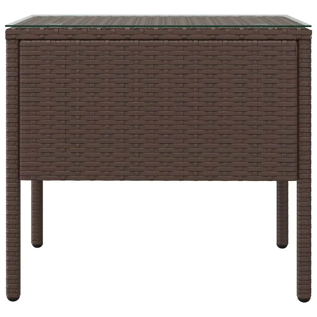 Brown Side Table with Tempered Glass Top 53x37x48 cm