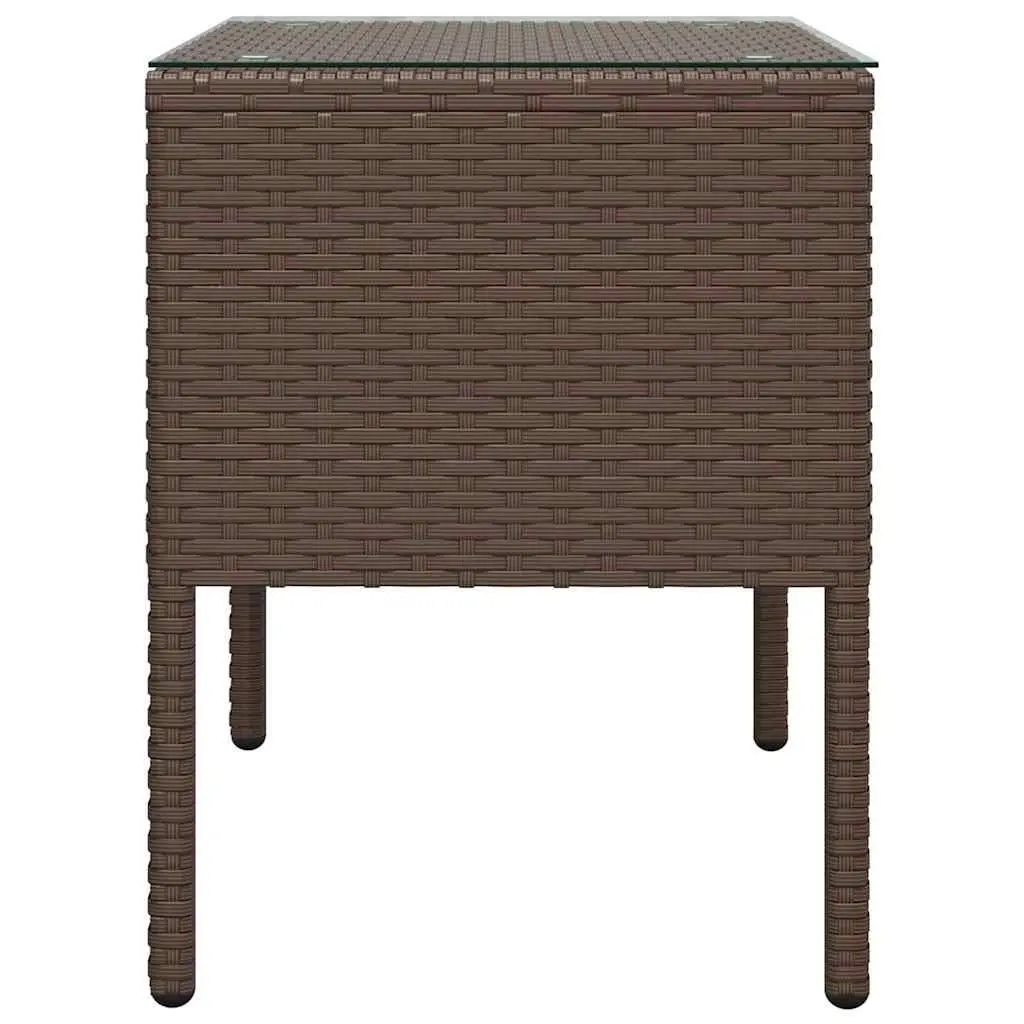 Brown Side Table with Tempered Glass Top 53x37x48 cm