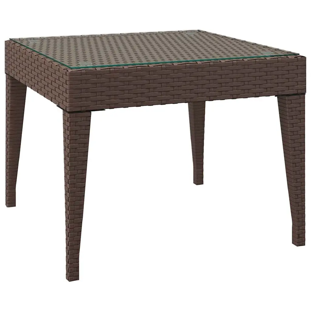 Brown End Table with Tempered Glass Top