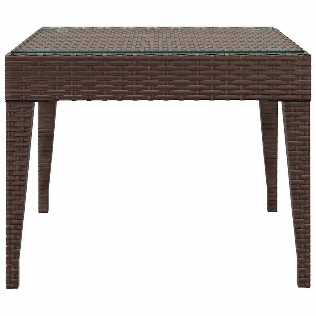 Brown End Table with Tempered Glass Top