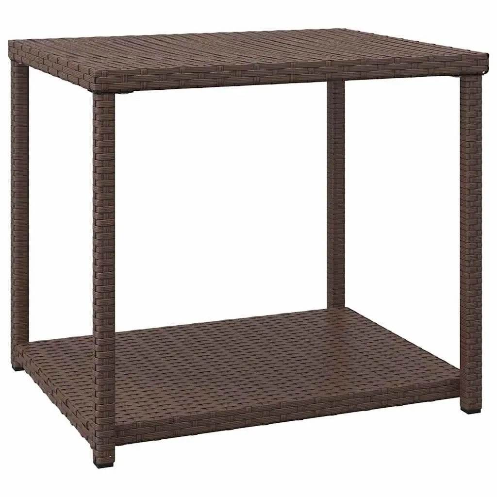 Brown Side Table with Storage 55x45x49 cm PE Rattan
