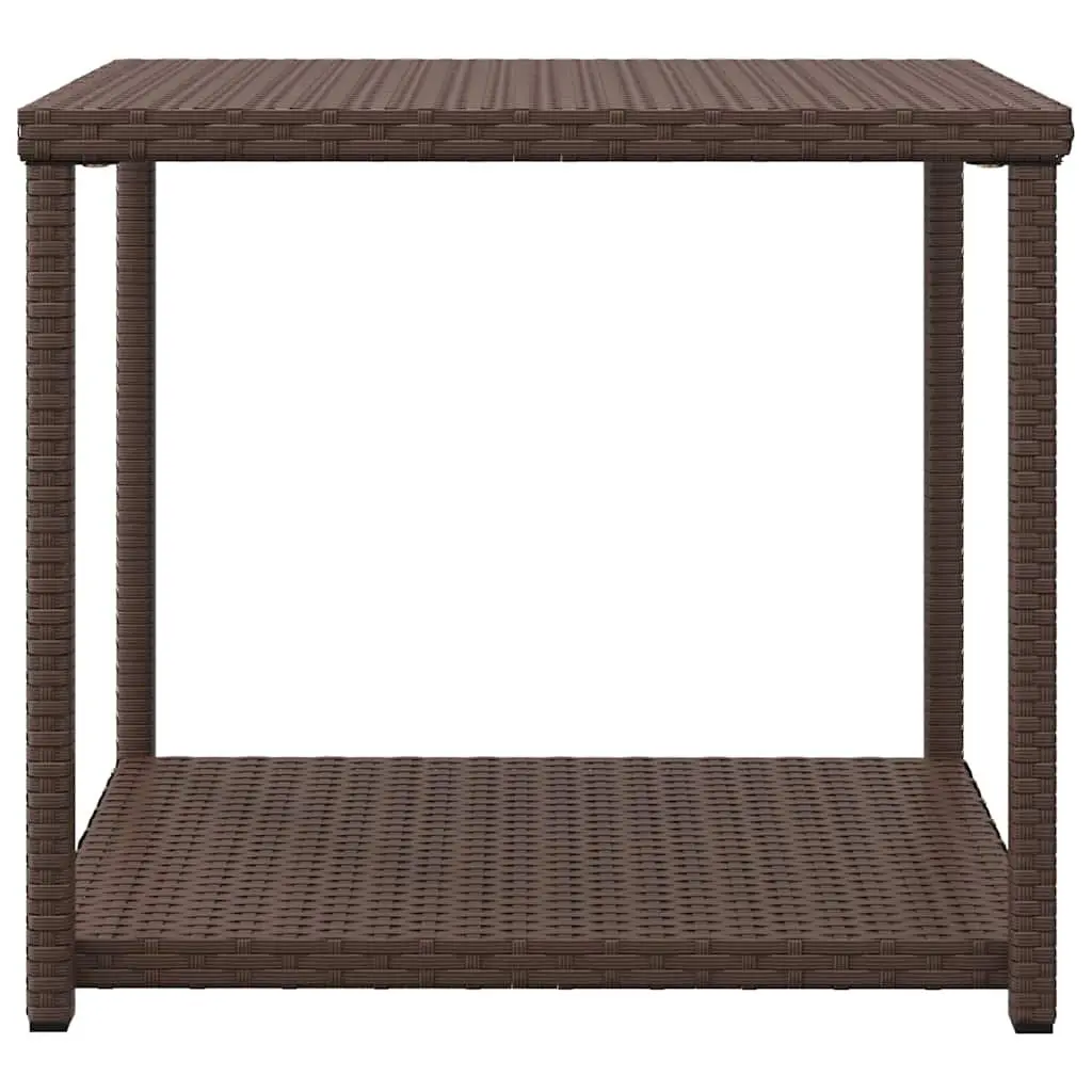 Brown Side Table with Storage 55x45x49 cm PE Rattan