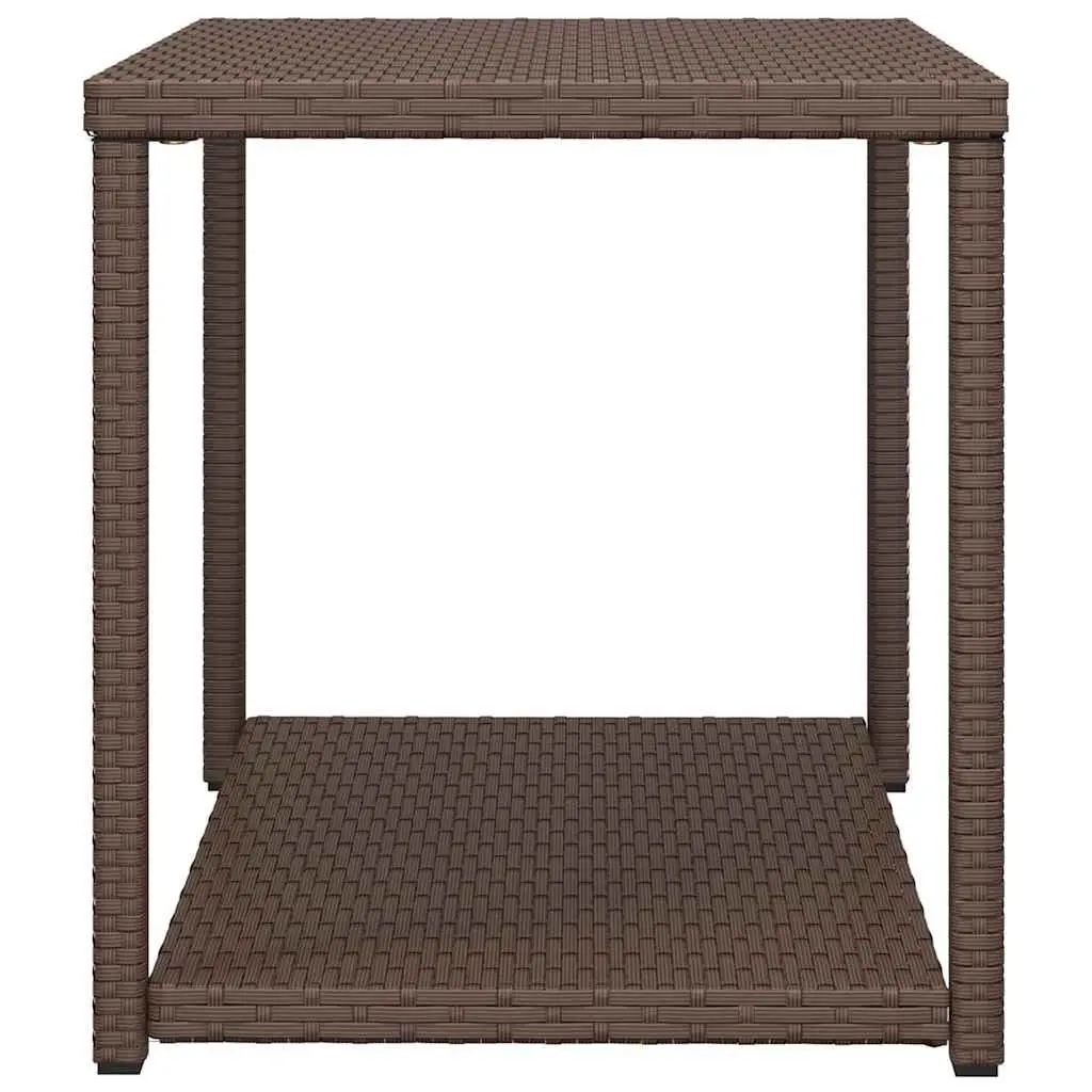 Brown Side Table with Storage 55x45x49 cm PE Rattan