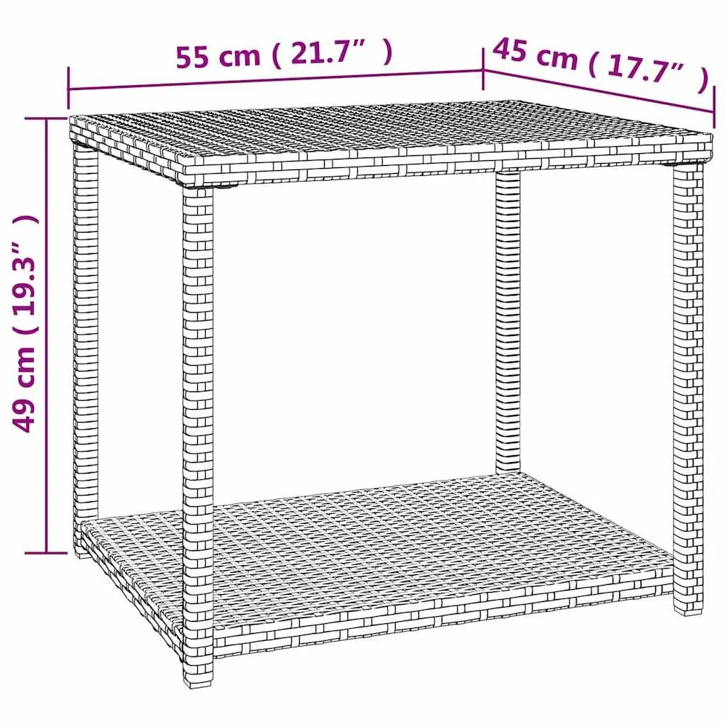 Brown Side Table with Storage 55x45x49 cm PE Rattan