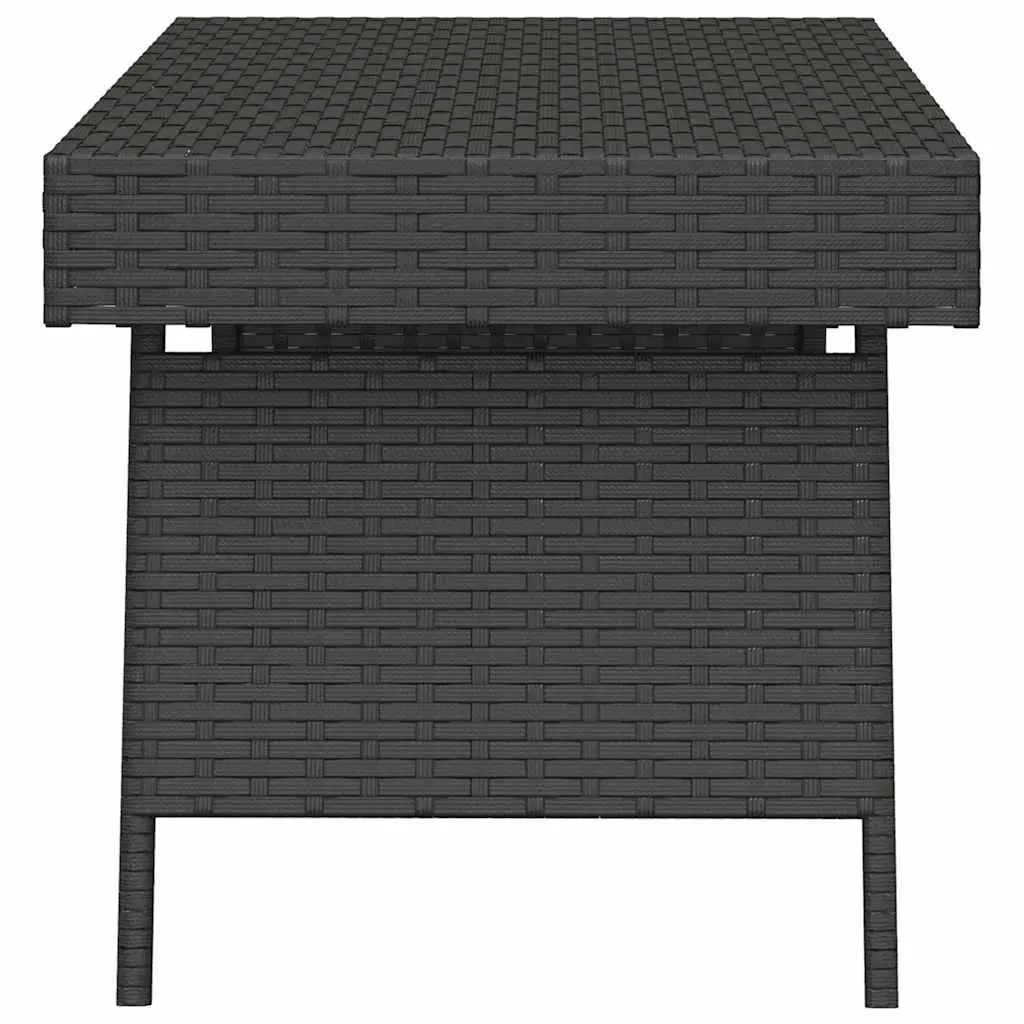 Foldable Side Table Black Accent End Table Indoor Outdoor Poly Rattan Steel