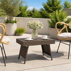 Foldable Side Table Brown Outdoor Indoor Accent End Table Garden Furniture