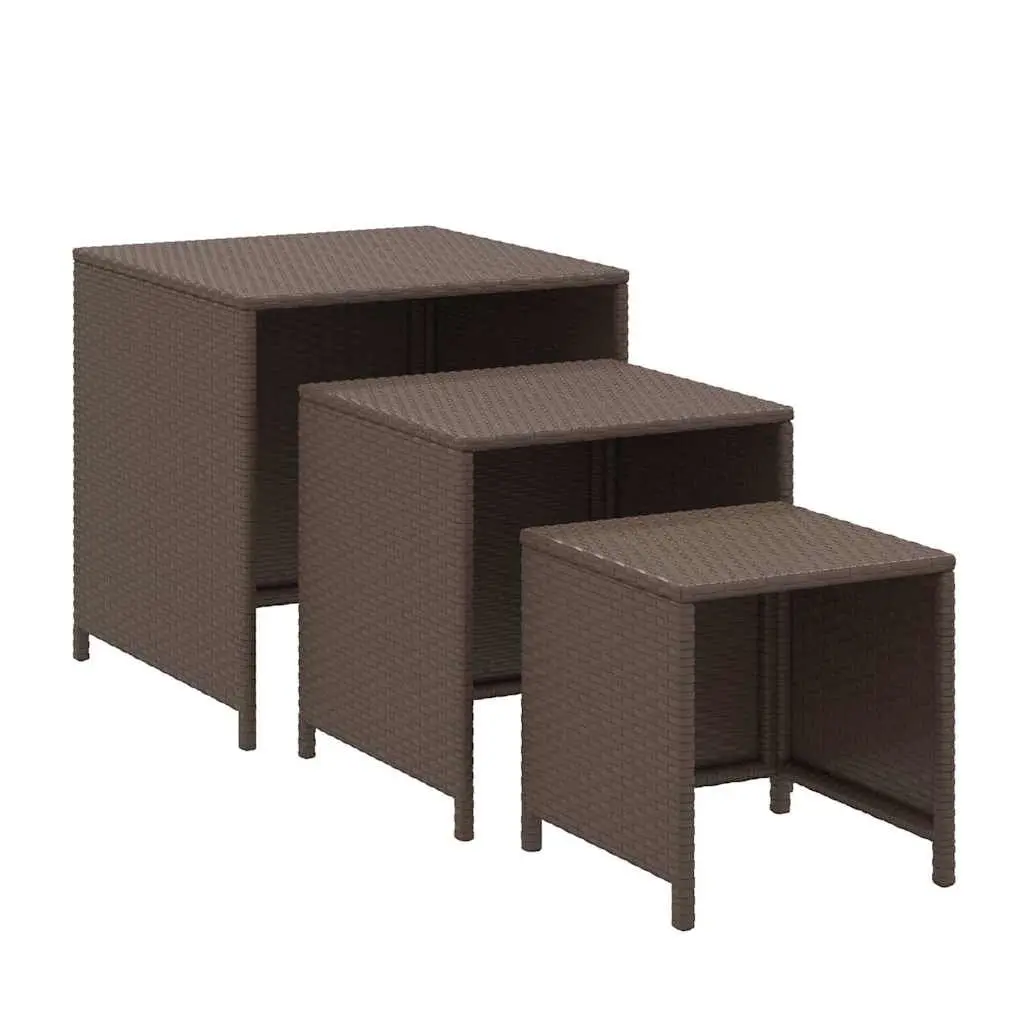 Nesting Tables Set 3 pcs Brown Side Coffee Table Accent Furniture Storage