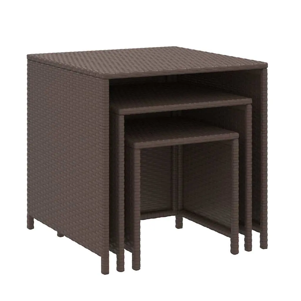Nesting Tables Set 3 pcs Brown Side Coffee Table Accent Furniture Storage