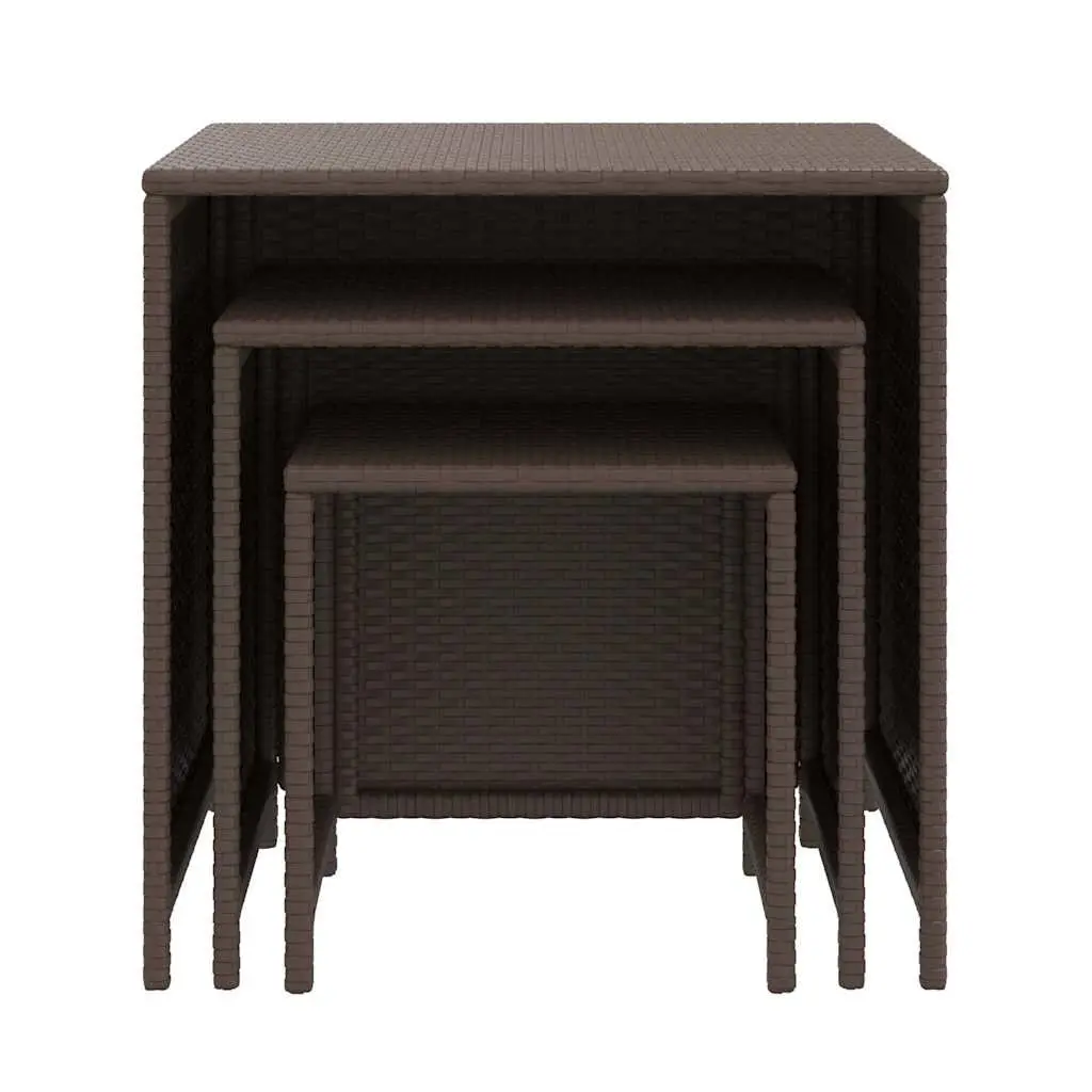 Nesting Tables Set 3 pcs Brown Side Coffee Table Accent Furniture Storage