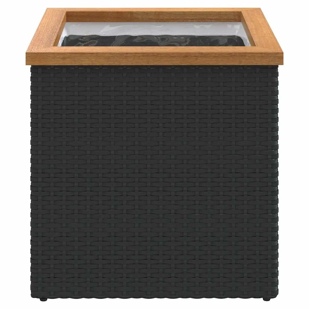 Poly Rattan Planter PE Poly Rattan Powder-Coated Steel 40x40x40 cm Black
