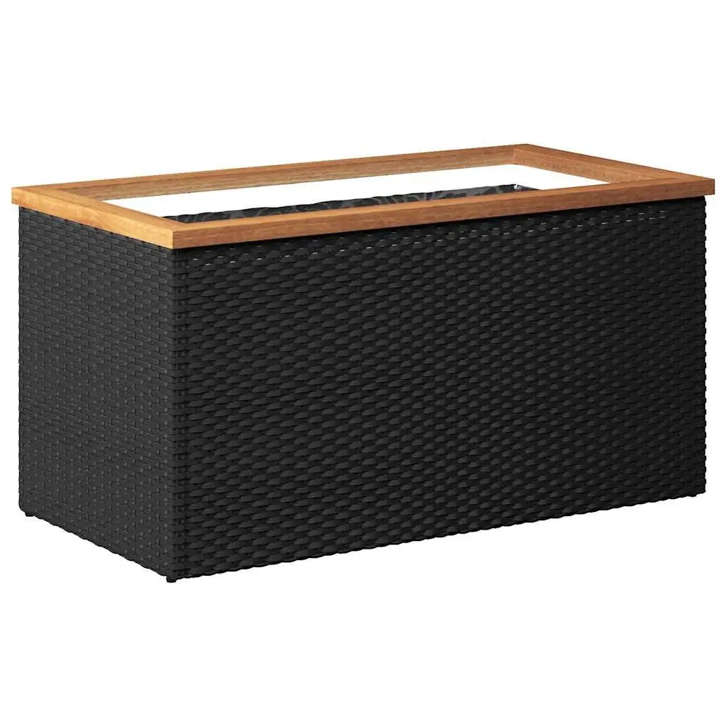 Planter Poly Rattan 80x40x40 cm Black Garden Raised Bed Flower Box Outdoor